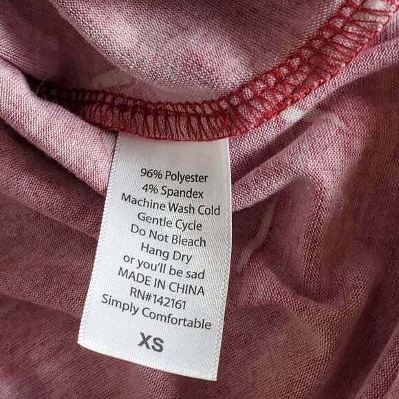 LuLaRoe XS Carly Swing Dress Red Yellow Abstract Print Short Sleeve High-Low Hem - Picture 5 of 6